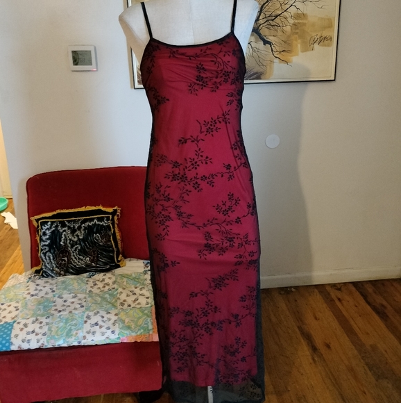 Byer California Dresses Red And Black Floor Length Slip Dress By Byer Too Poshmark